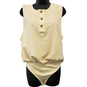 Free People Cream Sleeveless Bodysuit